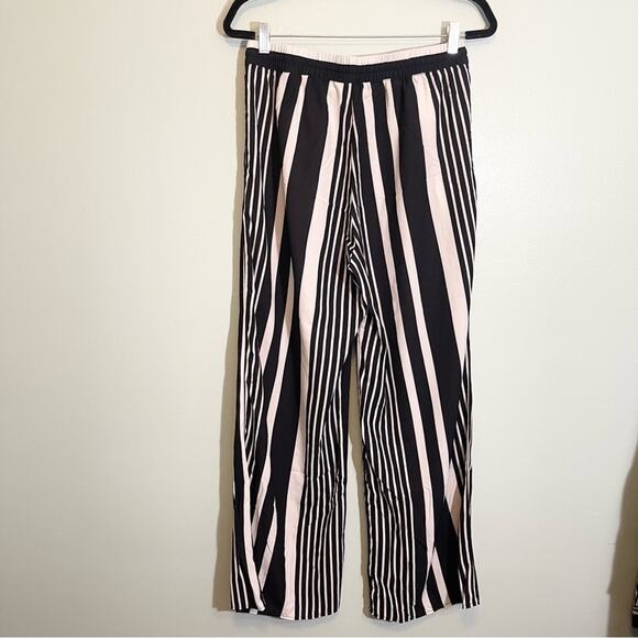 H&M Striped Drawcord Waist Straight Leg Pull-On Pants Black Size 10 - Picture 9 of 14